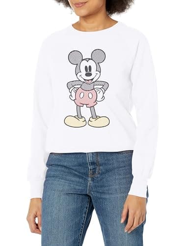 Image of Disney Women's Mickey Mouse Ladies Fashion Fleece Sweatshirt, White, XL