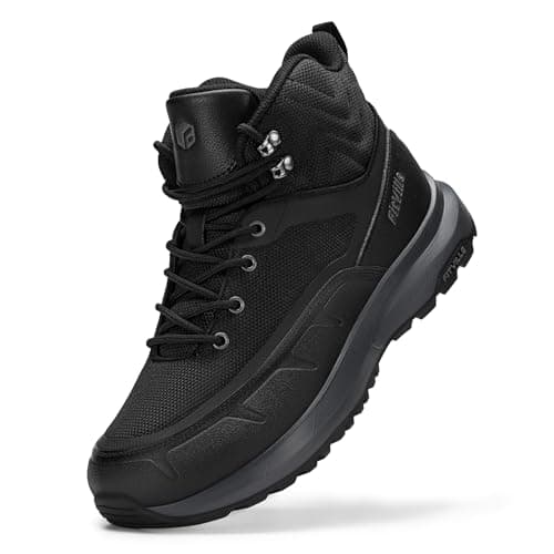 Image of FitVille Men's Extra Wide Hiking Boots Non-Slip Water-Resistant Walking Shoes for Outdoor Camping Trekking Black
