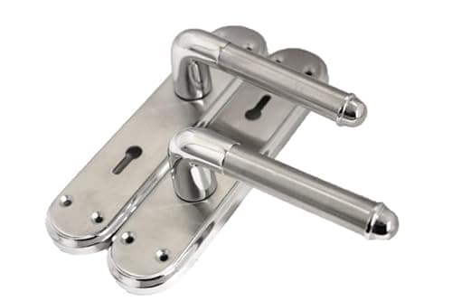 Image of Haven Heritage Door Handles Internal Lever Latch Lock - Door Handles Internal Sets, Door Handle Lock Deluxe Sleek Modern Duo Two Tone Marina Door Handle Lock Satin + Chrome