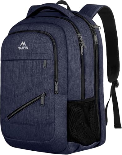 Image of MATEIN Laptop Backpack, 17 Inch College Backpack for High School, Large Travel Rucksack Water Resistant Laptop Bag Business Work, Anti Theft TSA Rucksack for Men Women-Dark Blue