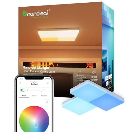 Image of nanoleaf Skylight Starter Kit, 3 Smart LED RGBCW Ceiling Lights - Modular Wi-Fi Colour Changing and Dimmable Squares, Music & Screen Sync, Works with Apple Home Amazon Alexa Google Home