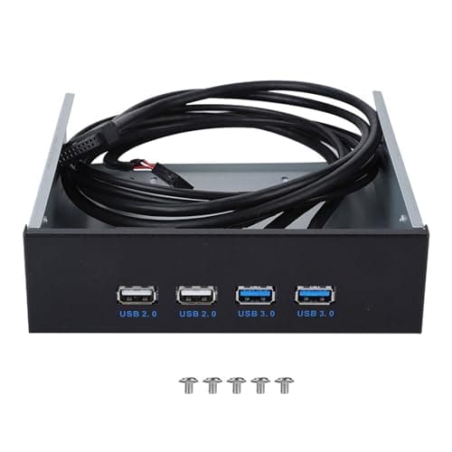 Image of DriKou 5.25 Inch 19 Pin/9Pin to USB 3.0 USB 2.0 4 Port Metal Optical Drive Bay