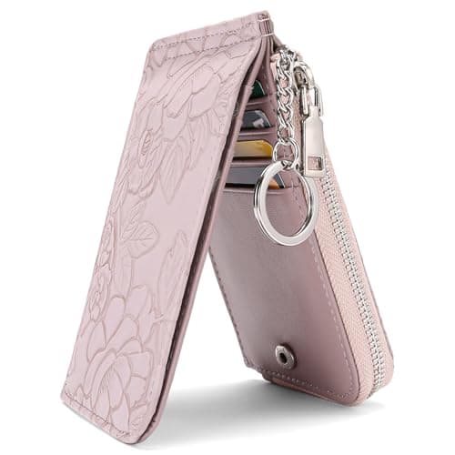 Image of GAEKEAO Slim Credit Card Holder for Women Leather Bifold RFID Blocking Ladies Purse, Multi Card Case Zipper Coin Purse with Key Ring and ID Window