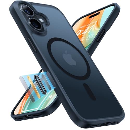 Image of TORRAS for iPhone 16 Case with MagSafe, 12FT Military Grade Shockproof, Slim Thin but Sturdy, Velvety Touch and Anti-Slip Texture, Magnetic Protective for iPhone 16 Case Cover, Matte Black