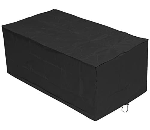 Image of Woodside Black 6 Seater Rectangular Waterproof Outdoor Garden Patio Table Cover Heavy Duty 600D Material 0.7m x 1.72m x 0.94m / 2.3ft x 5.6ft x 3.1ft 5 YEAR GUARANTEE