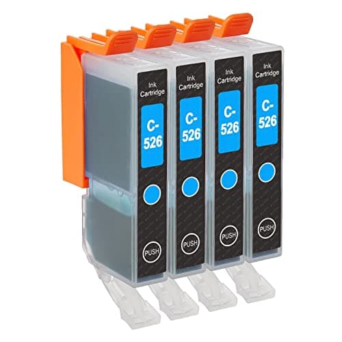 Image of Go Inks C-526C Compatible Cyan Ink Cartridge to repalce Canon CLI-526C for use with Canon PIXMA Printers (Pack of 4)