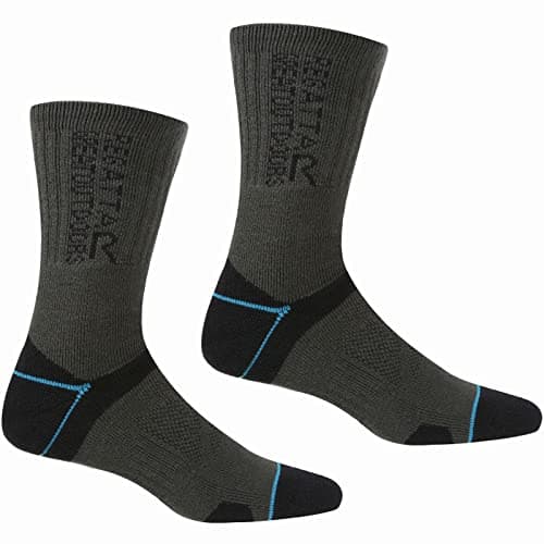 Image of Regatta Womens Blister Protection II Two Pack Trail Walking Socks, Black Ash, 6-8 UK