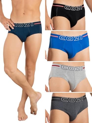 Image of Lux Cozi Men's Crafted from Combed Cotton Modern Brief|Feather Touch-Ultra Soft Waistband|Specially Designed to fit just Above The Hip|Super Absorbent Fabric|Color May Vary, Assorted, XL