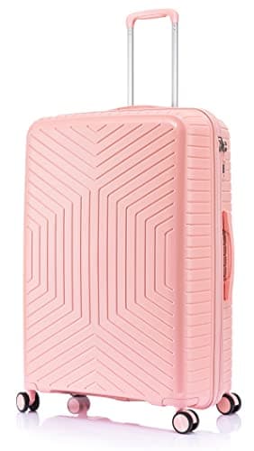 Image of DK Luggage 24" Medium Hard Shell Polypropylene PP Suitcase 4 Wheel Spinner Luggage PP20 Light Pink