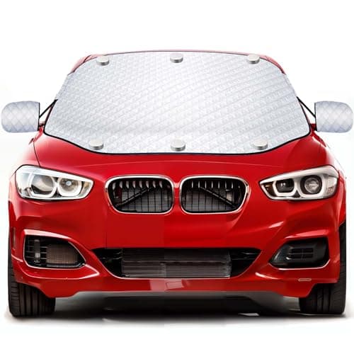 Image of Zenoplige Car Windscreen Cover For Winter, Windscreen Cover Frost with 6 Built-in Magnets, Waterproof Dustproof Sun Ice Snow Car Screen Protector Magnetic with Two Mirror Covers(153 ×127cm)