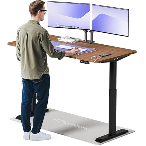 Image of Desktronic Electric Standing Desk 160 x 80 cm – Height Adjustable Desk with Dual Electric Motors – Touch Control – USB – Memory – European Wood Tray – Sit-Stand Table