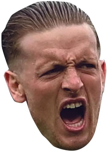Image of FoxyPrinting Jordan Pickford Everton Face Mask – Everton England Goalkeeper Celebrity Card Mask – Celebrity Mask for Stag Do, Hen Night, Fancy Dress & Costume Parties – Funny Adult Card Mask