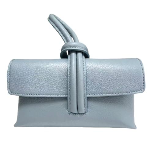 Image of LeahWard Women's Leather Clutch Bag With Loop Handle (Pale Blue)