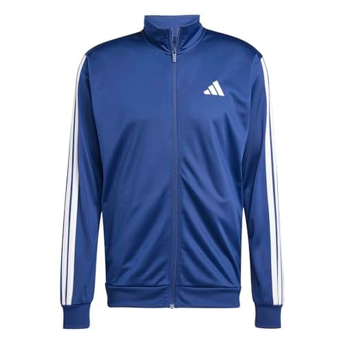Image of adidas Men's 3 STRIPES TRICOT REGULAR TRACK TOP, dark blue, L