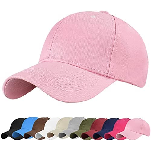 Image of heekpek Baseball Cap Messy Bun Ponytail Half Mesh Adjustable Cap Hat Unisex Polo Style Classic Sports Casual Plain Summer Sun Hat Peaked Cap Pink