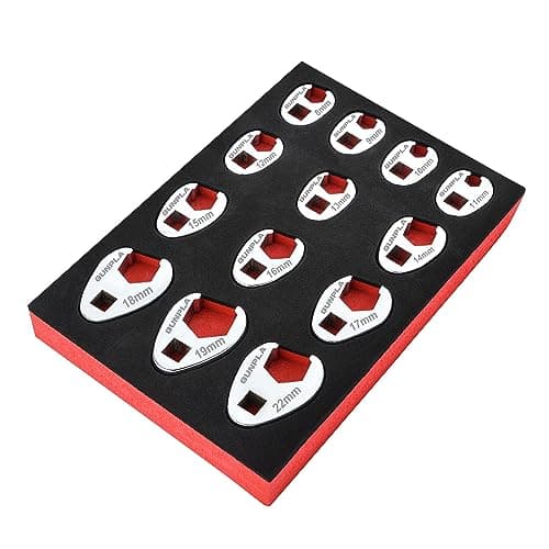 Image of Gunpla 13 Pieces Crowfoot Wrench Set, 8-22mm Open End Drive Metric Flare Nut Head Chromium Molybdenum Steel Rust Resistant Tool Kit Driver Crows Foot Spanner Wrenches, Fits 3/8” Drive