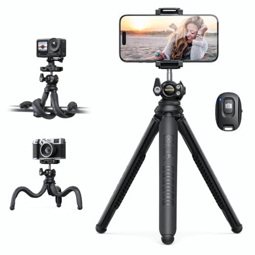 Image of Lamicall Mobile Phone Tripod, Flexible Camera Tripod - Mini Cellphone Tripod Stand Holder, 360° Rotating Travel Smartphone Tripods Mount for Live Streaming, Cellphone, Camera