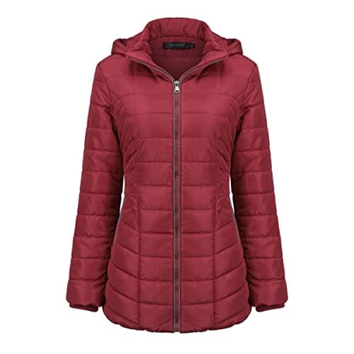 Image of YUNCLOS Women Warm Hooded Jacket Long Sleeves Winter Coat Outerwear Windproof Quilted Coat with Pockets