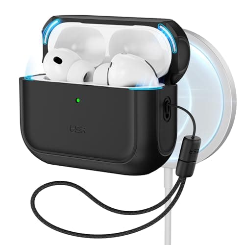 Image of ESR for AirPods Pro 3 Case, Compatible with AirPods Pro Case 3rd Generation (2025), Compatible with MagSafe, Full Drop Protection Cover with Lanyard, Black