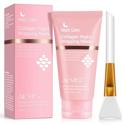 Image of Deep Collagen Anti-Wrinkle Lifting Mask with Hyaluronic Acid & Aloe Vera, Elasticity, Hydrating, Firming and Moisturizing, Overynight Hydrating Face Mask for All Skin Types -2.53 fl.OZ