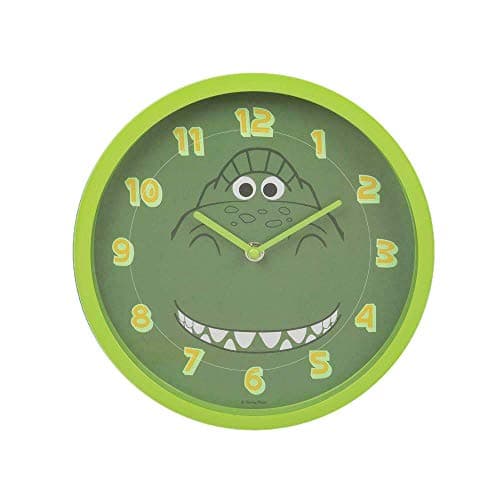 Image of Widdop Disney Toy Story 4 Rex Childrens Bedroom Green Wall Clock Luminous Numbers DI625