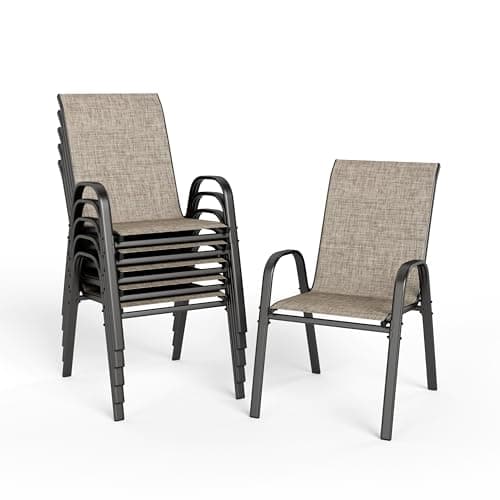 Image of MFSTUDIO 6 PCS Patio Dining Chairs Set,Textilene Outdoor Stackable Chairs Outdoor Dining Chairs High Back for Garden, Poolside, Backyard
