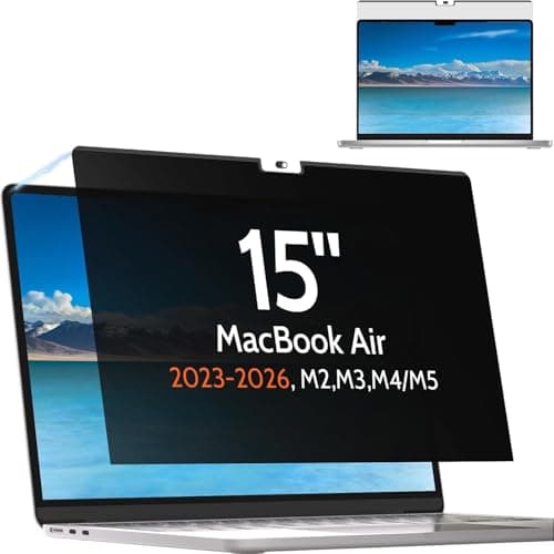 Image of Mamol Magnetic Privacy Screen for MacBook Air 15 Inch (2023-2026, M2-M5), Removable Vacuum Adsorption Anti Spy,Anti Glare Anti Blue Light Filter for Mac Laptop Computer