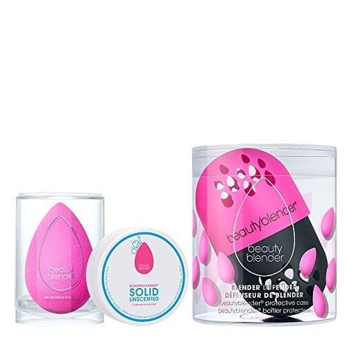 Image of Beautyblender® | Original Pink Beauty Blender + Blender Defender Case + Solid Blendercleanser® Complete 3-Piece Bundle, Beauty Blender for Blending Foundations, Travel Case & Unscented Cleanser, 1oz