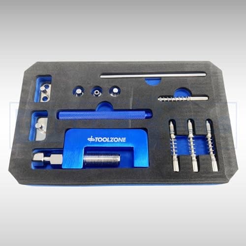 Image of Dunnet Tools Universal Motorcycle Chain Breaker Rivet Tool Kit | 13Pcs Bike Chain Cutter & Riveter Set for Motorbike, ATV, Bicycle with Carrying Case | Professional Chain Splitter & Riveting Tool