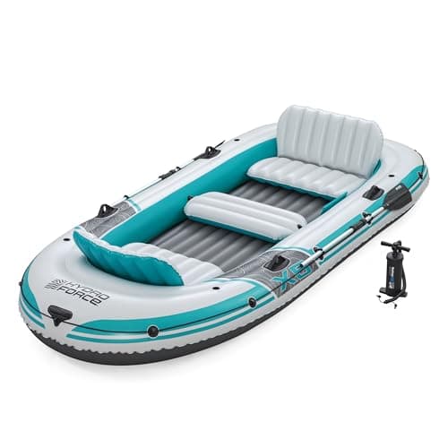 Image of Bestway | Hydro-Force Adventure Elite X5 Inflatable Raft Set| Inflatable Boat with Hand Pump, Oars, Seats, Gear Pouch, Carry Bag | Five-Seater
