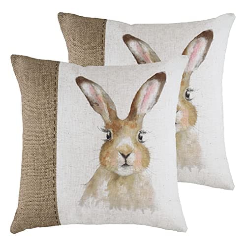 Image of furn. Evans Lichfield Hessian Hare Polyester Filled Cushions (Twin Pack), Polyester, Linen, White
