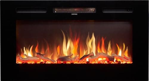 Image of Adam Orlando Inset/Wall Mounted Electric Fire, 36 Inch