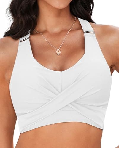 Image of Vetinee Sports Bikini Bikini Tops Swimming Tops for Women White Size X-Large Fits UK 20-22