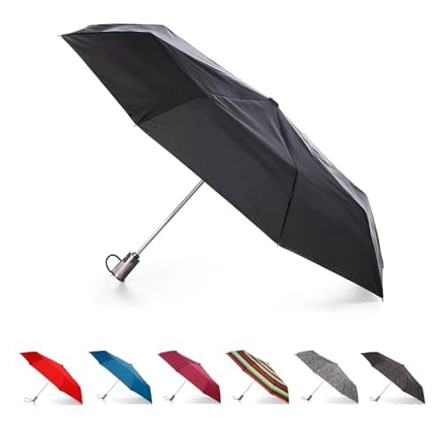 Image of Totes Titan Large Auto Open Close Windproof & Water-Resistant Eco Umbrella, Black, Black, One Size