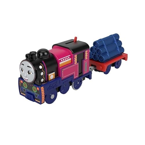 Image of Thomas and Friends Motorized Toy Train Ashima Battery-Powered Engine with Cargo Car for Pretend Play Preschool Kids Ages 3+ Years, HMC22