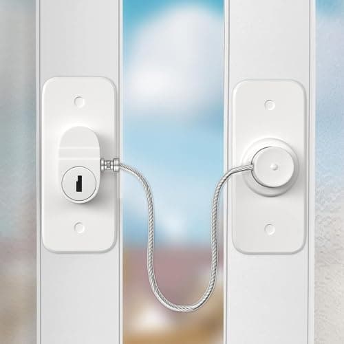 Image of Window Safety Lock, Window Locks for UPVC, Windows Restrictors AOSITE 2Pack No Drill Children Proof Window Locks Self Adhesive, Pet Safety Child Window Safety Locks with Key – Child Security for Home
