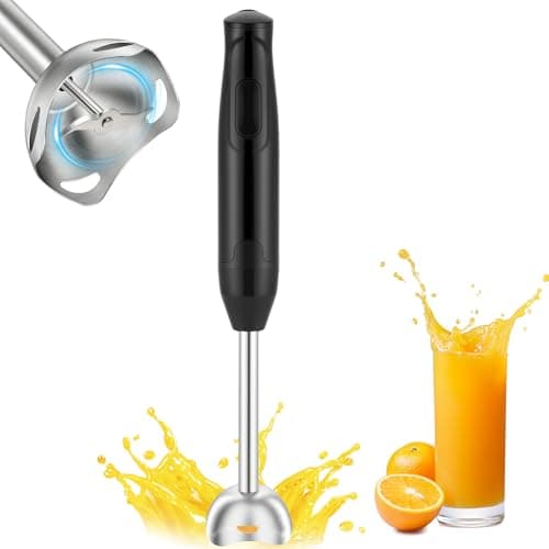 Image of AXFEE Hand Blender, 400W Immersion Stick Blender Handheld, Hand blenders for kitchen, Stick blender with Stainless Steel Blade for Making Baby Food, Soups, Sauce- Black