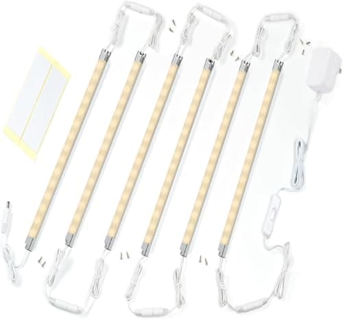 Image of Under Cabinet LED Lighting Kit - Warm White (3000K) | 6x Linkable Display Case Light Strips | Ultra-Slim & Energy Efficient | Includes Rocker Switch & UK Adapter | Ideal for Kitchens & Closets
