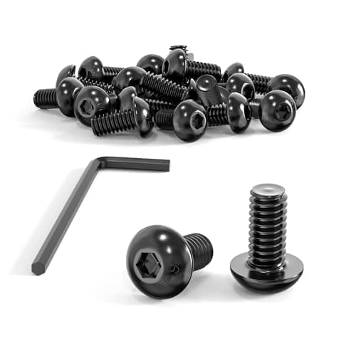 Image of Wavanta M4 Bolts, M4 x 8mm Button Head Screws, Allen Socket Bolts Screws, Carbon Steel 10.9 Grade, Black Oxide Finish, Pack of 20