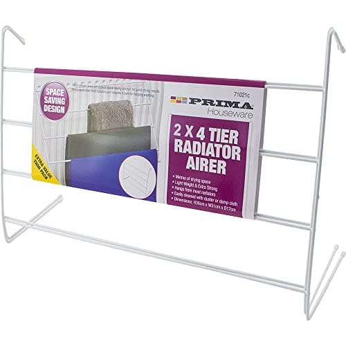 Image of Set Of 2 Radiator Airer - 4 Tier Rail To Dry Clothes | Indoor Cloth Rack, Hang Lightweight Towel Holder Laundry, Durable & Long Lasting, Strong Metal Hanger, Small Clothes Drying Rack - Space Saving
