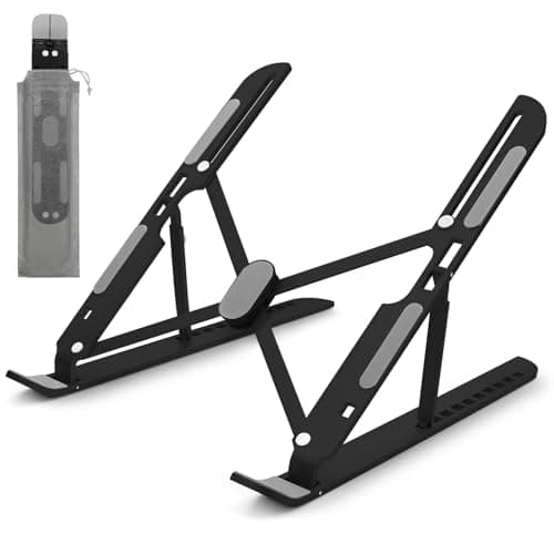 Image of MECHEER Laptop Stand for Desk Adjustable, Folding Tablet Stand Aluminum Laptops Holder, Portable Laptop Riser for Desk, Foldable Computer Stands for Notebook PC