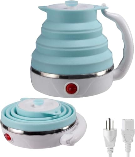 Image of Foldable Electric Travel Kettle, Dual Voltage Portable Electric Kettle, Collpasible Electric Kettle, Food Grade Silicone Tea Kettle, Suitable for 110V & 220V
