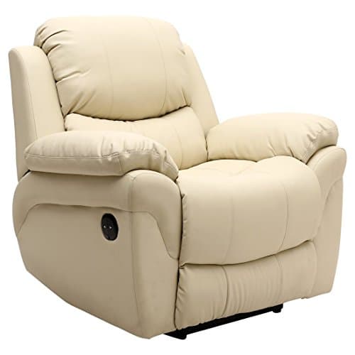 Image of More4Homes MADISON ELECTRIC BONDED LEATHER AUTOMATIC RECLINER ARMCHAIR SOFA HOME LOUNGE CHAIR (Cream)