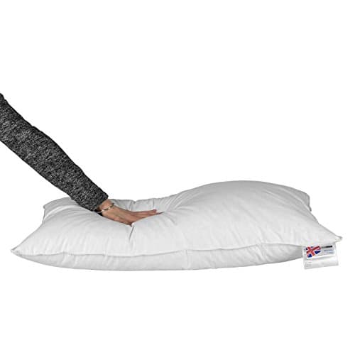 Image of HOMESCAPES Goose feather & Down Euro Continental Pillow - 40cm x 80cm (16″x32″) Luxury Natural Hypo-Allergenic European Pillows Soft-Medium Support 100% Cotton Casing RDS Certified.