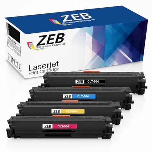 Image of ZEB CLT-504S P504C Compatible for Samsung C1810W Toner Cartridges CLT-504S ELS C1860FW CLP-415NW CLP-415N CLX-4195N CLX-4195FN CLX-4195FW (CLT-K504S CLT-C504S CLT-M504S CLT-Y504S, 4-Pack)