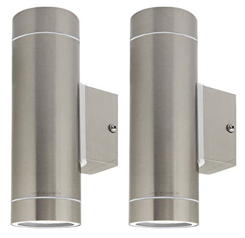 Image of Long Life Lamp Company 2 X Stainless Steel Double Outdoor Wall Light IP65 Up/Down Outdoor Wall Light ZLC02