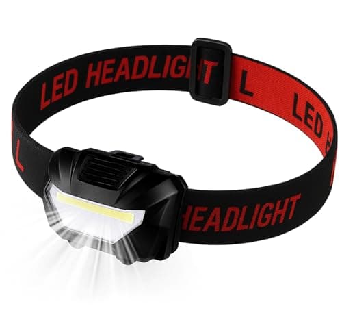 Image of Head Torch, Xndryan Ultra Bright COB LED Head Torch Battery Operated Lightweight Headlamp, 3 Lighting Modes, Adjustable Strap, Waterproof Headlight for Camping, Hiking, Cycling, Running, Reading