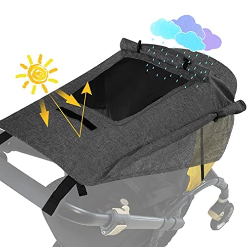 Image of WD&CD Buggy Sun Shade Universal Pram Sunshade Sun Cover for Strollers Pushchairs UV Protection Water Resistant Easy to Install Black, Deep Grey