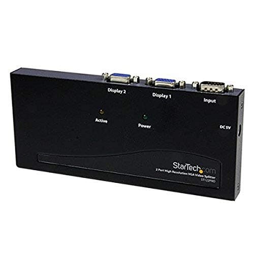 Image of StarTech.com 2 Port High Resolution VGA Video Splitter - 350 MHz - video splitters (2048 x 1536 pixels, 2 HD 15pin, 1 HD 15pin, 85 x 224 x 20 mm)