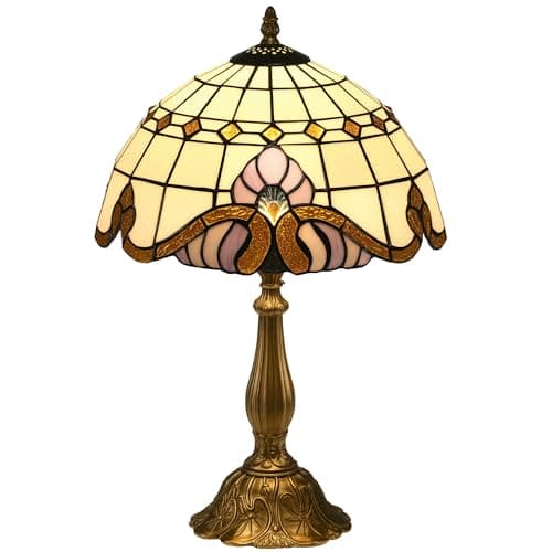 Image of HOMCOM Stained Glass Table Lamp, Handmade Antique Bedside Lamp, Decorative Night Light for Bedroom, Living Room, Home, Nightstand